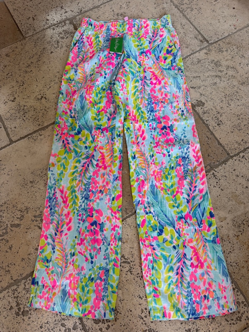 NWT Lilly Pulitzer Florita Linen Pant Catch The Wave XS